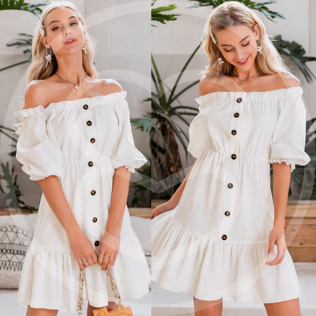 Valerie Off Shoulder White Dress